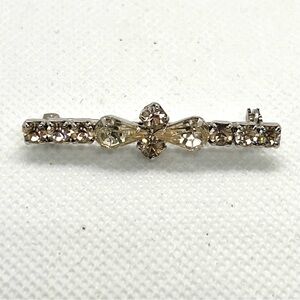 Vintage Retro MCM‎ Clear Rhinestone Bar Brooch Pin